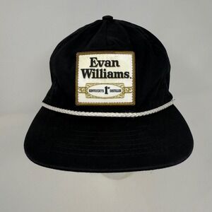 Evan Williams Kentucky Bourbon Distiller Black Rope Hat Adjustable Snapback